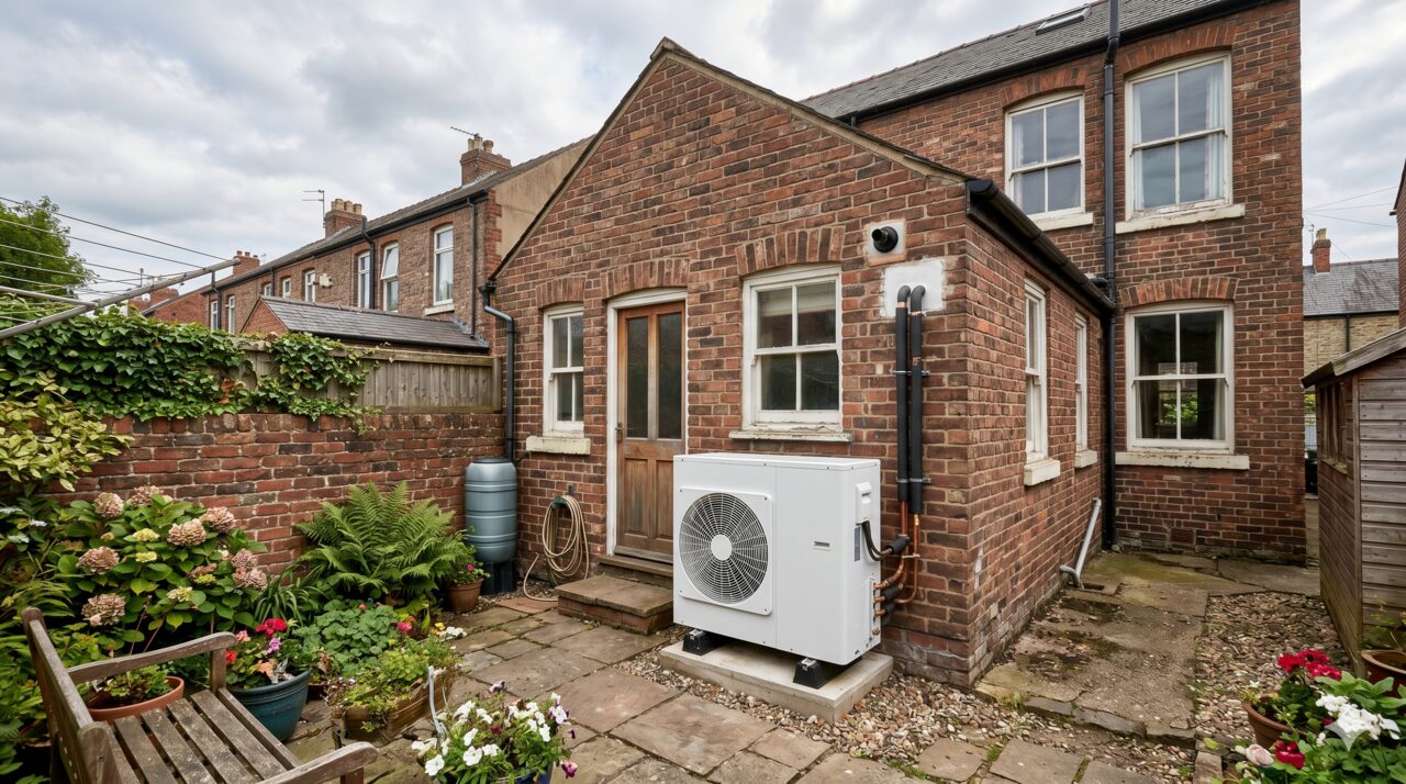 Vaillant aroTHERM plus heat pump installed on a Gateshead Victorian terrace