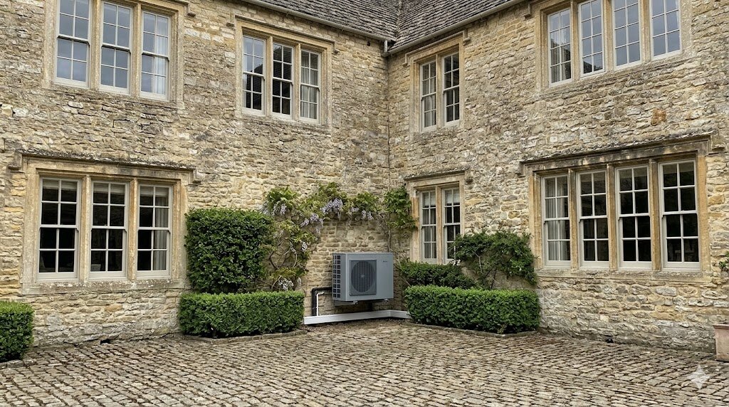 Vaillant aroTHERM hybrid heat pump install at a Grade II listed Morpeth coaching inn
